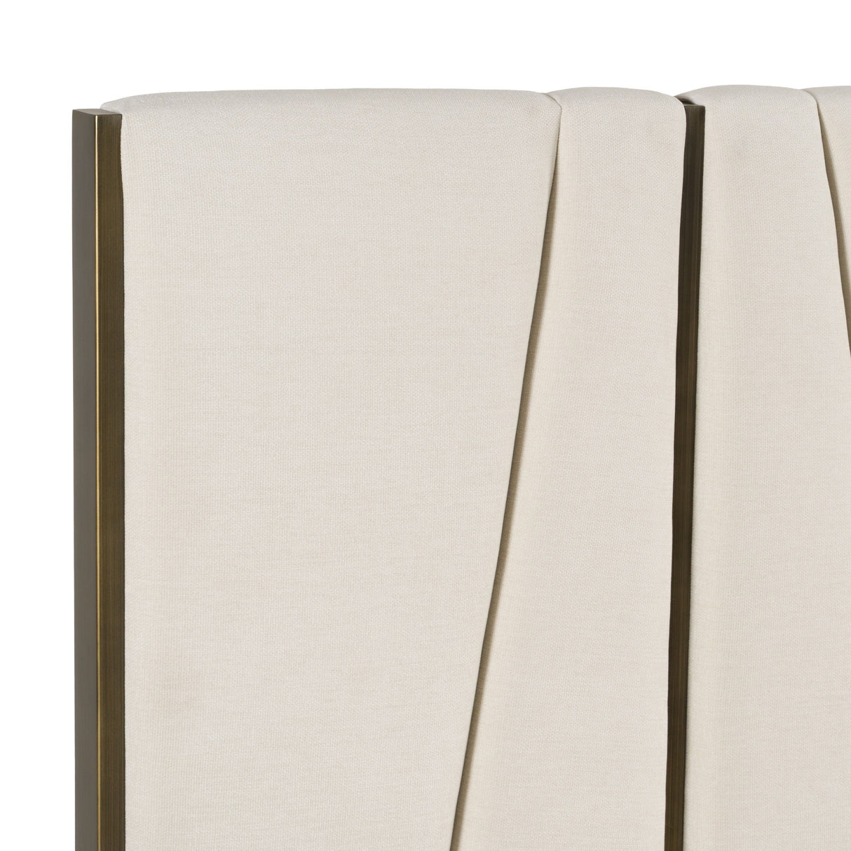 California King Nixa - Modern Beige Velvet + Brushed Bronze Bed