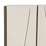 California King Nixa - Modern Beige Velvet + Brushed Bronze Bed