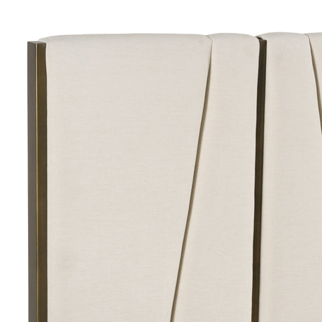 California King Nixa - Modern Beige Velvet + Brushed Bronze Bed