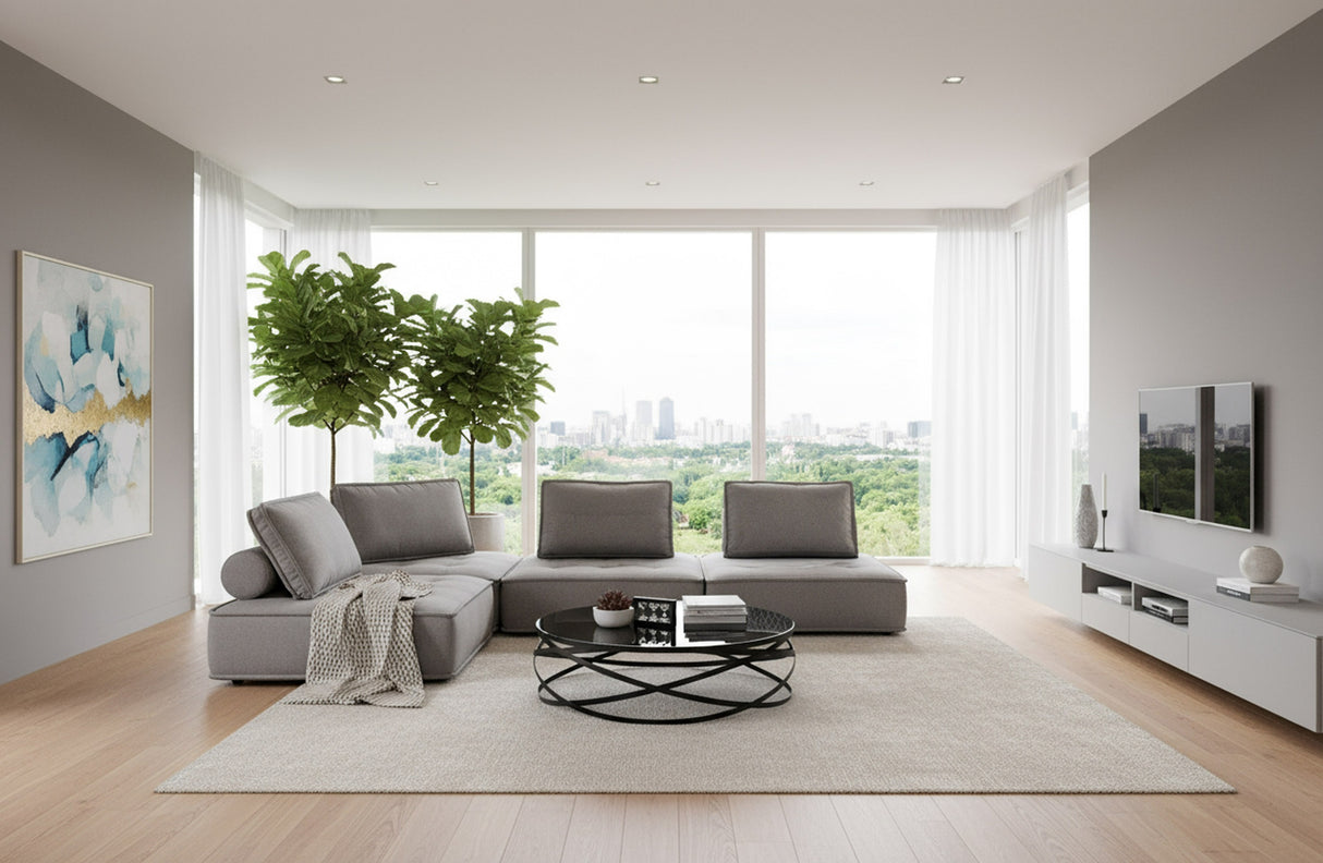 Nolden - Modern Grey Fabric Modular 4-Piece Sectional Sofa - View Image 1