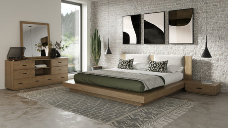 Queen Fantasia - Contemporary Walnut & Grey 4-Piece Bedroom Set - View Image 1