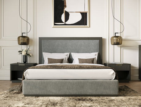 Queen Santa Barbara + Santa Monica - Modern Grey Fabric + Grey Wash Bedroom Set