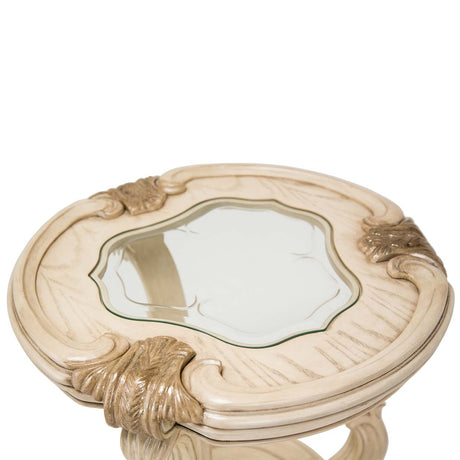 Platine De Royale Champagne Chair Side Table – AICO by Michael Amini - sold by Home Elegance USA