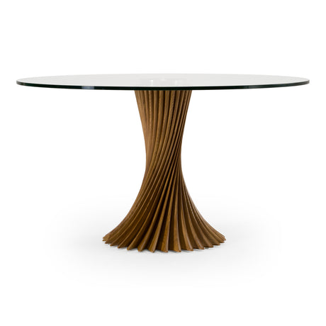 Ocasio - Modern Glass + Walnut Round Dining Table - View Image 1
