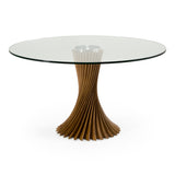 Ocasio - Modern Glass + Walnut Round Dining Table - View Image 1