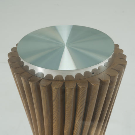 Ocasio - Modern Glass + Walnut Round Dining Table - View Image 1