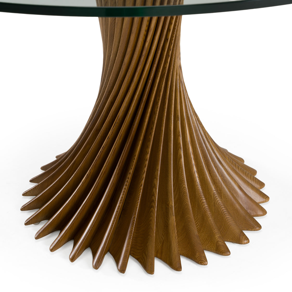 Ocasio - Modern Glass + Walnut Round Dining Table - View Image 1