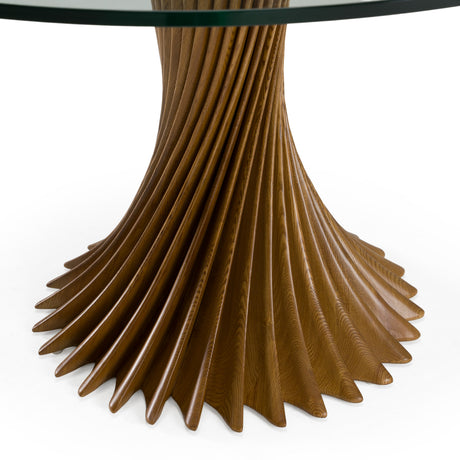Ocasio - Modern Glass + Walnut Round Dining Table - View Image 1