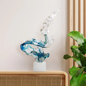 Wave Sculpture in Transparent in Blue // Large // TOP ONLY  | Finesse - sold by Home Elegance USA