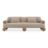 Odette - Modern Beige Fabric + White Burl Sofa - View Image 1