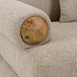 Odette - Modern Beige Fabric + White Burl Sofa - View Image 1