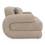 Odette - Modern Beige Fabric + White Burl Loveseat Sofa - View Image 1