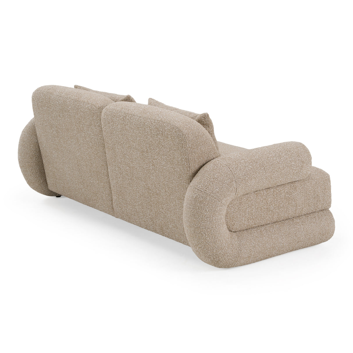 Odette - Modern Beige Fabric + White Burl Loveseat Sofa - View Image 1