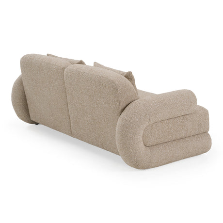Odette - Modern Beige Fabric + White Burl Loveseat Sofa - View Image 1