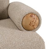 Odette - Modern Beige Fabric + White Burl Loveseat Sofa - View Image 1
