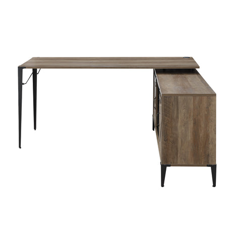 Acme - Zakwani Writing Desk W/USB OF00004 Rustic Oak & Black Finish