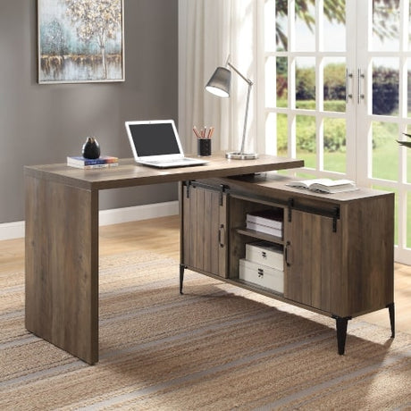 Acme - Zakwani Writing Desk OF00006 Rustic Oak & Black Finish