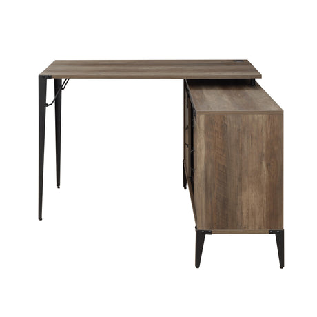 Acme - Zakwani Writing Desk W/USB OF00012 Rustic Oak & Black Finish