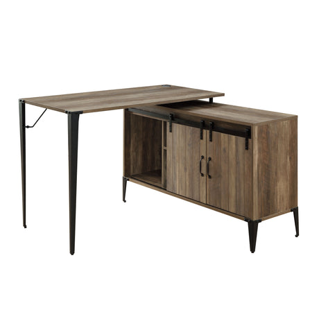 Acme - Zakwani Writing Desk W/USB OF00012 Rustic Oak & Black Finish