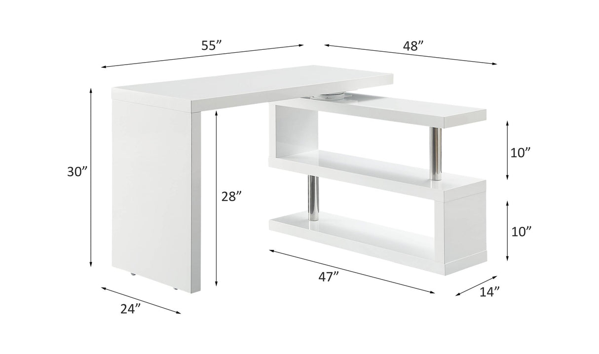 Buck II Writing Desk OF00017 White High Gloss Finish | Acme - OF00017 - Home Elegance USA - 6