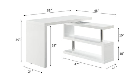 Acme - Buck II Writing Desk OF00017 White High Gloss Finish