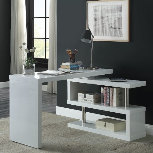 Buck II Writing Desk OF00018 White High Gloss Finish | Acme - OF00018 - Home Elegance USA - 1