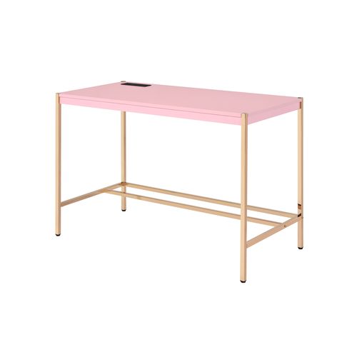 Acme - Midriaks Writing Desk W/USB OF00024 Pink & Gold Finish