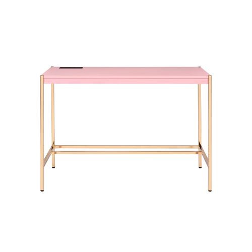 Acme - Midriaks Writing Desk W/USB OF00024 Pink & Gold Finish