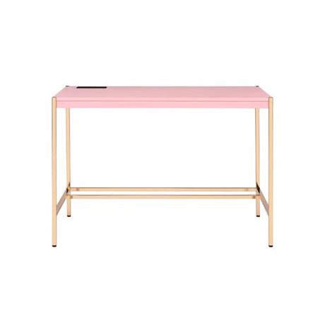 Acme - Midriaks Writing Desk W/USB OF00024 Pink & Gold Finish