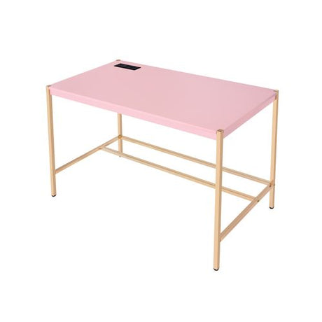 Acme - Midriaks Writing Desk W/USB OF00024 Pink & Gold Finish