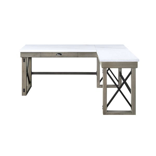 Acme - Talmar Writing Desk W/Lift Top OF00055 Marble Top & Rustic Oak Finish