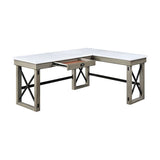 Acme - Talmar Writing Desk W/Lift Top OF00055 Marble Top & Rustic Oak Finish