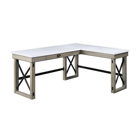 Acme - Talmar Writing Desk W/Lift Top OF00055 Marble Top & Rustic Oak Finish