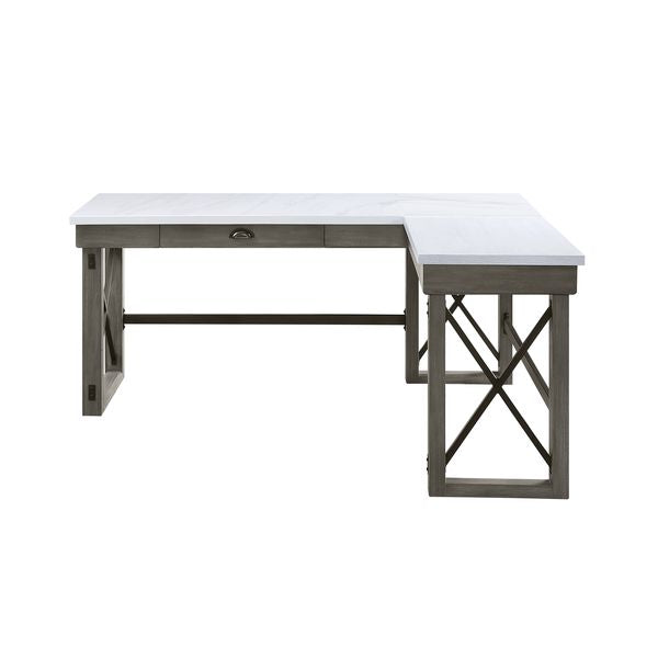 Acme - Talmar Writing Desk W/Lift Top OF00056 Marble Top & Weathered Gray Finish