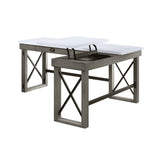 Acme - Talmar Writing Desk W/Lift Top OF00056 Marble Top & Weathered Gray Finish