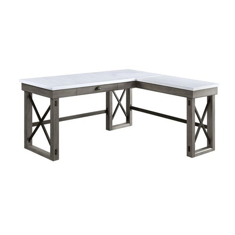 Acme - Talmar Writing Desk W/Lift Top OF00056 Marble Top & Weathered Gray Finish