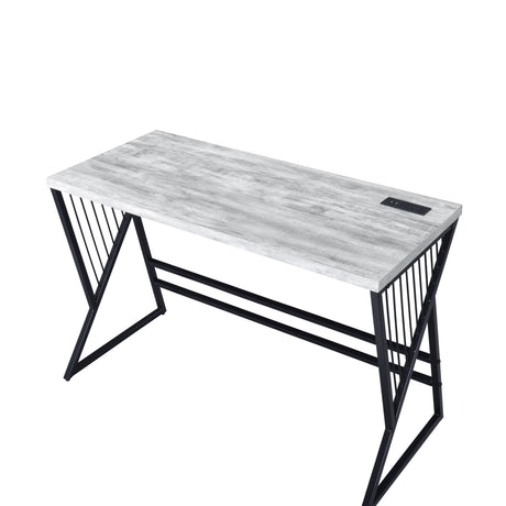 Acme - Collick Writing Desk W/USB OF00110 Weathered Gray & Black Finish