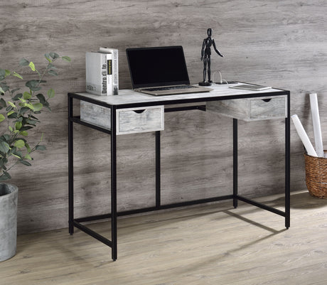 Acme - Wearn Writing Desk W/USB OF00113 Weathered Gray & Black Finish