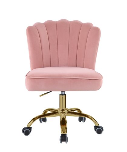 Acme - Moyle Office Chair OF00116 Rose Quartz Velvet & Gold Finish