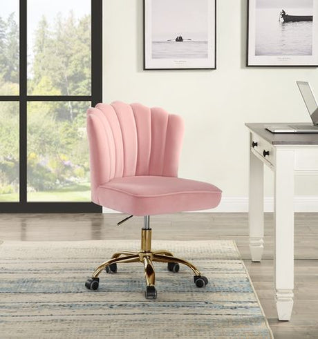 Acme - Moyle Office Chair OF00116 Rose Quartz Velvet & Gold Finish