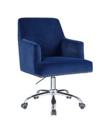 Acme - Trenerry Office Chair OF00117 Blue Velvet & Chrome Finish