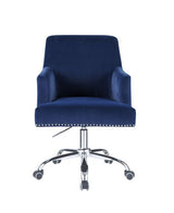 Acme - Trenerry Office Chair OF00117 Blue Velvet & Chrome Finish