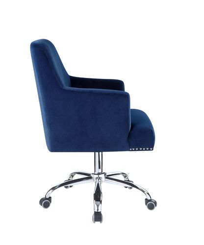 Acme - Trenerry Office Chair OF00117 Blue Velvet & Chrome Finish