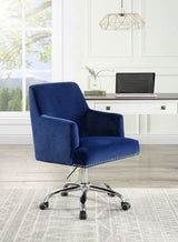 Acme - Trenerry Office Chair OF00117 Blue Velvet & Chrome Finish