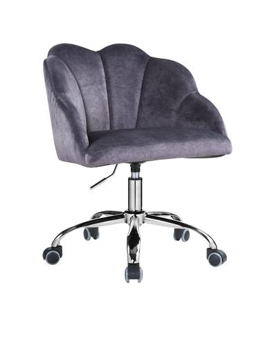 Acme - Rowse Office Chair OF00118 Dark Gray Velvet & Chrome Finish