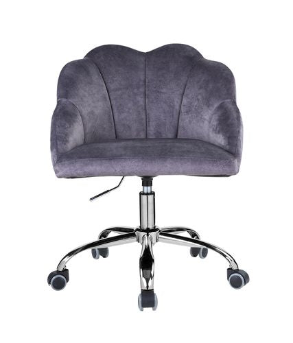 Acme - Rowse Office Chair OF00118 Dark Gray Velvet & Chrome Finish