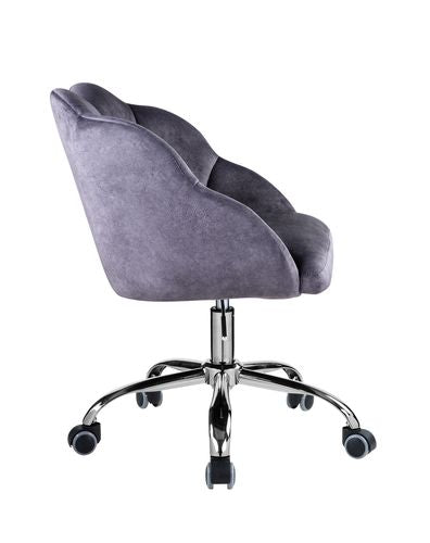 Acme - Rowse Office Chair OF00118 Dark Gray Velvet & Chrome Finish