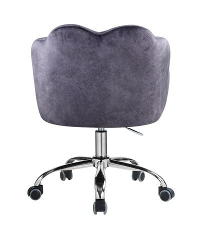 Acme - Rowse Office Chair OF00118 Dark Gray Velvet & Chrome Finish