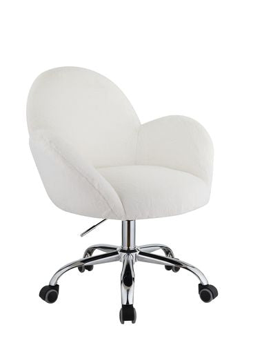 Acme - Jago Office Chair OF00119 White Lapin & Chrome Finish