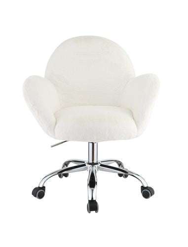 Acme - Jago Office Chair OF00119 White Lapin & Chrome Finish